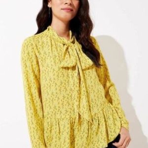 Loft Long Sleeve Floral Peplum Blouse